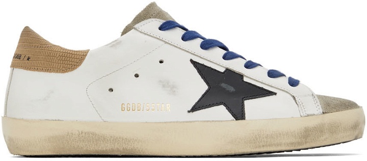 Photo: Golden Goose White & Taupe Super-Star Classic Sneakers