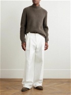 Agnona - Ribbed Cashmere Mock-Neck Sweater - Brown
