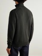Purdey - Leather-Trimmed Cashmere Half-Zip Sweater - Green