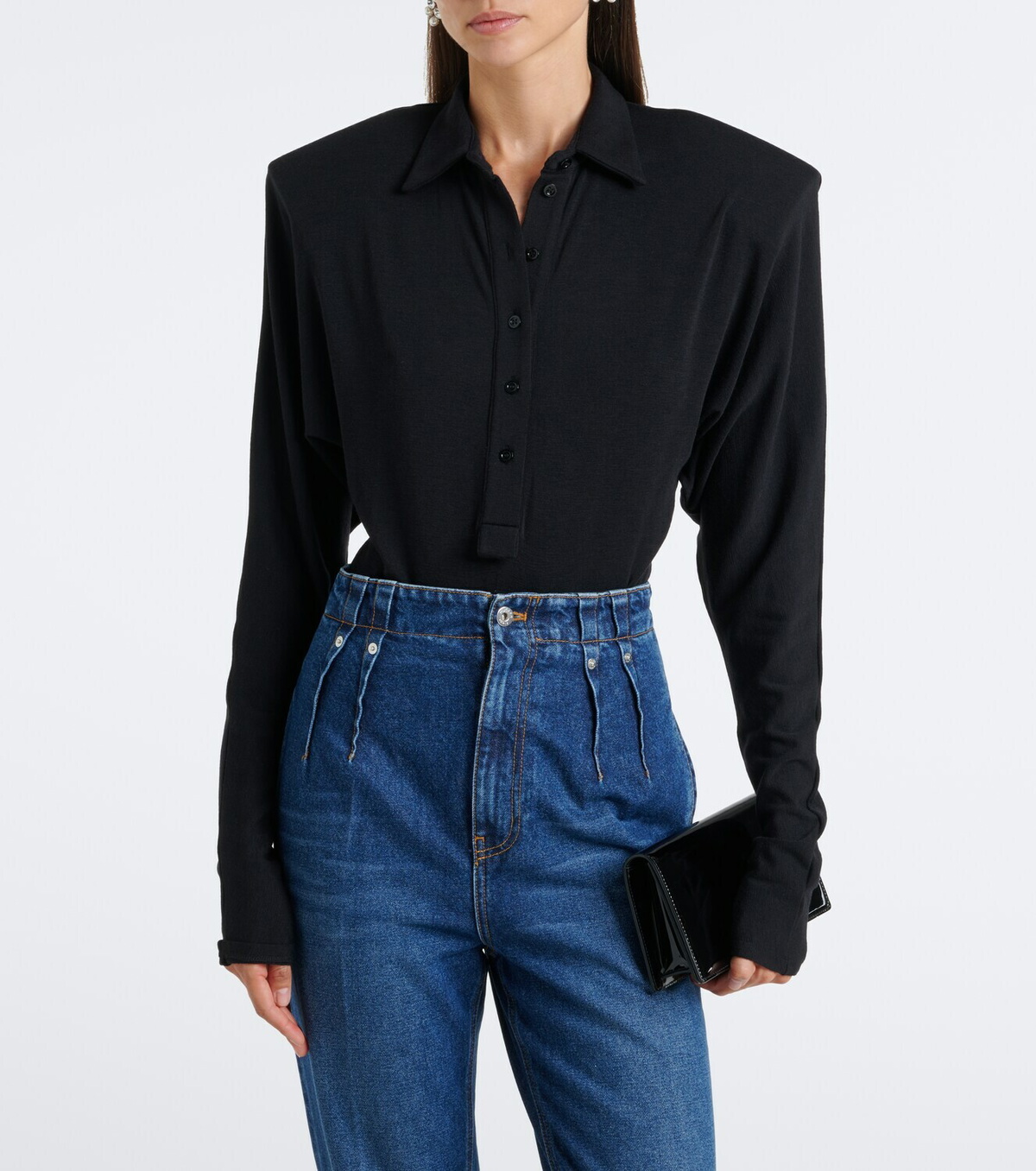 Mugler Wool-blend polo sweater