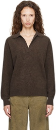 ssstein Brown Extra Fine Wool Knit Skipper Sweater