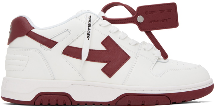 Photo: Off-White White & Burgundy Out Of Office Sneakers
