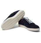 AMI - Leather-Trimmed Suede Sneakers - Men - Navy