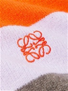 LOEWE - Logo-Embroidered Striped Wool Sweater - Blue