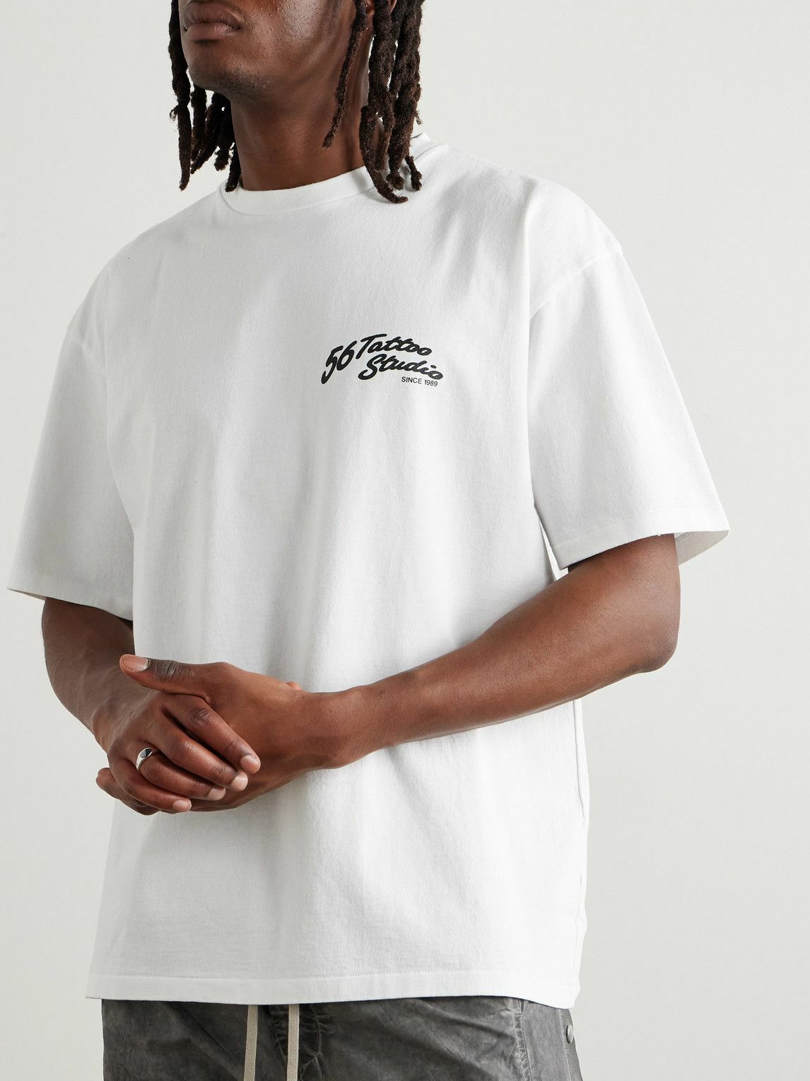 Wacko Maria - 56 Tattoo Studio Printed Cotton-Jersey T-Shirt - White