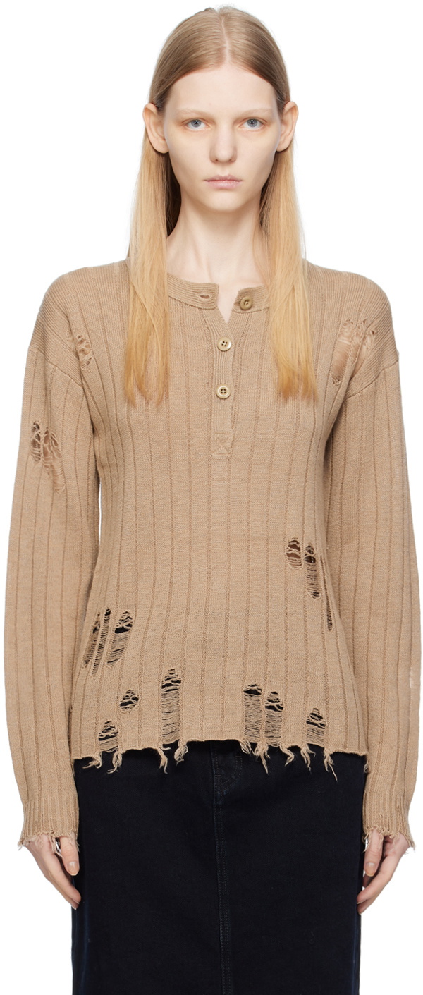 Acne Studios Brown Distressed Sweater Acne Studios