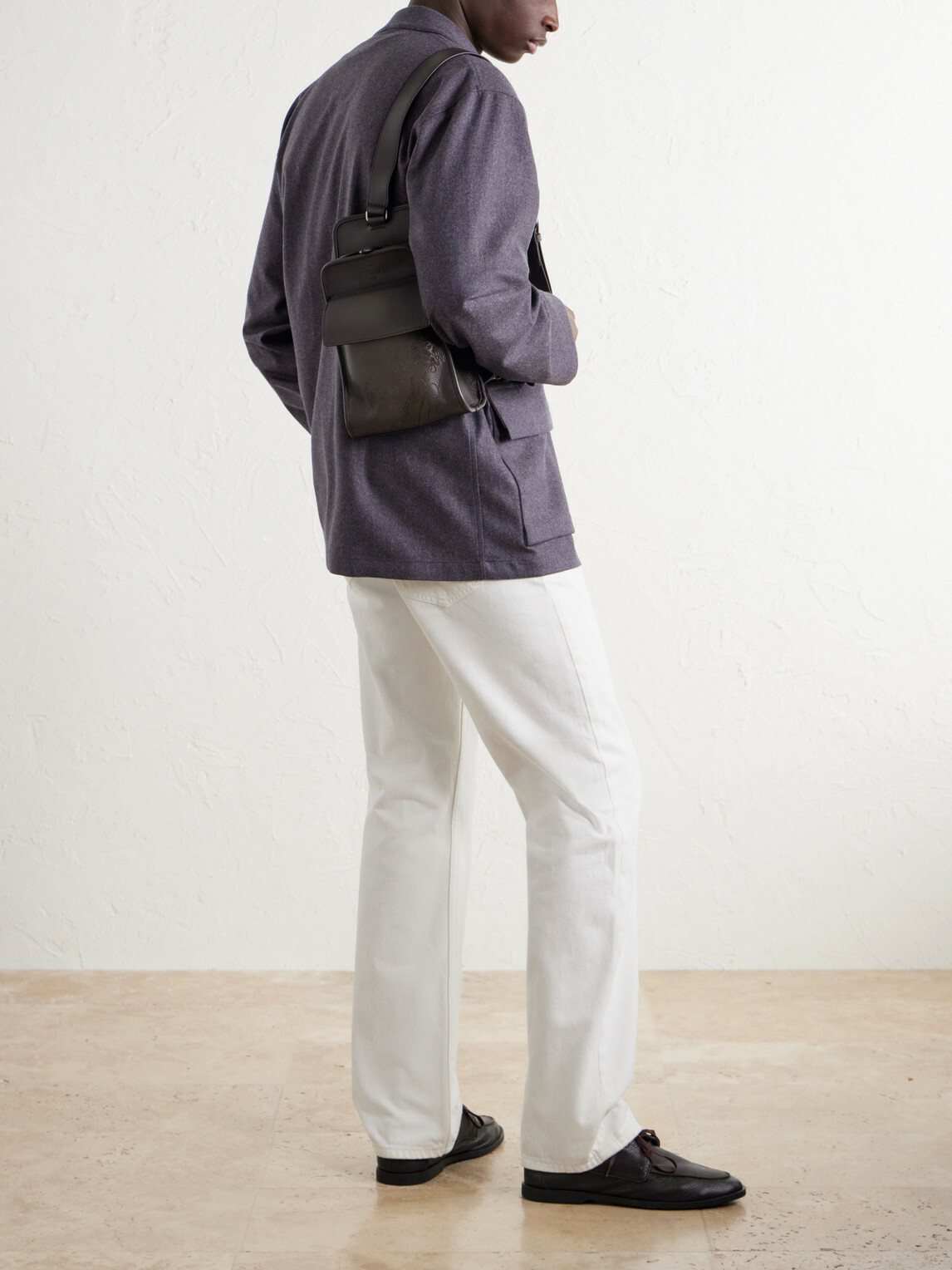 Berluti - Périple Logo-Debossed Scritto Full-Grain Leather Pouch - Gray