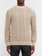 INIS MEÁIN - Cable-Knit Organic Pima Cotton Sweater - Neutrals