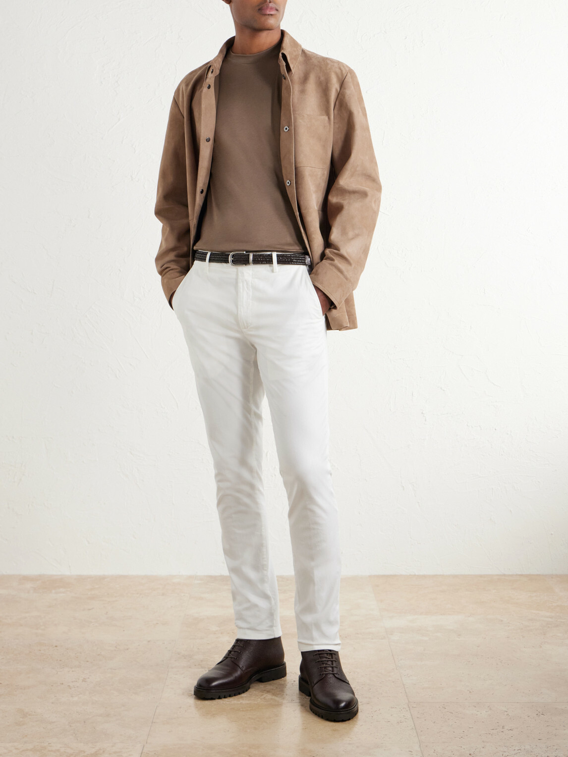 Canali - Tapered Stretch Cotton-Twill Trousers - White