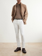 Canali - Tapered Stretch Cotton-Twill Trousers - White