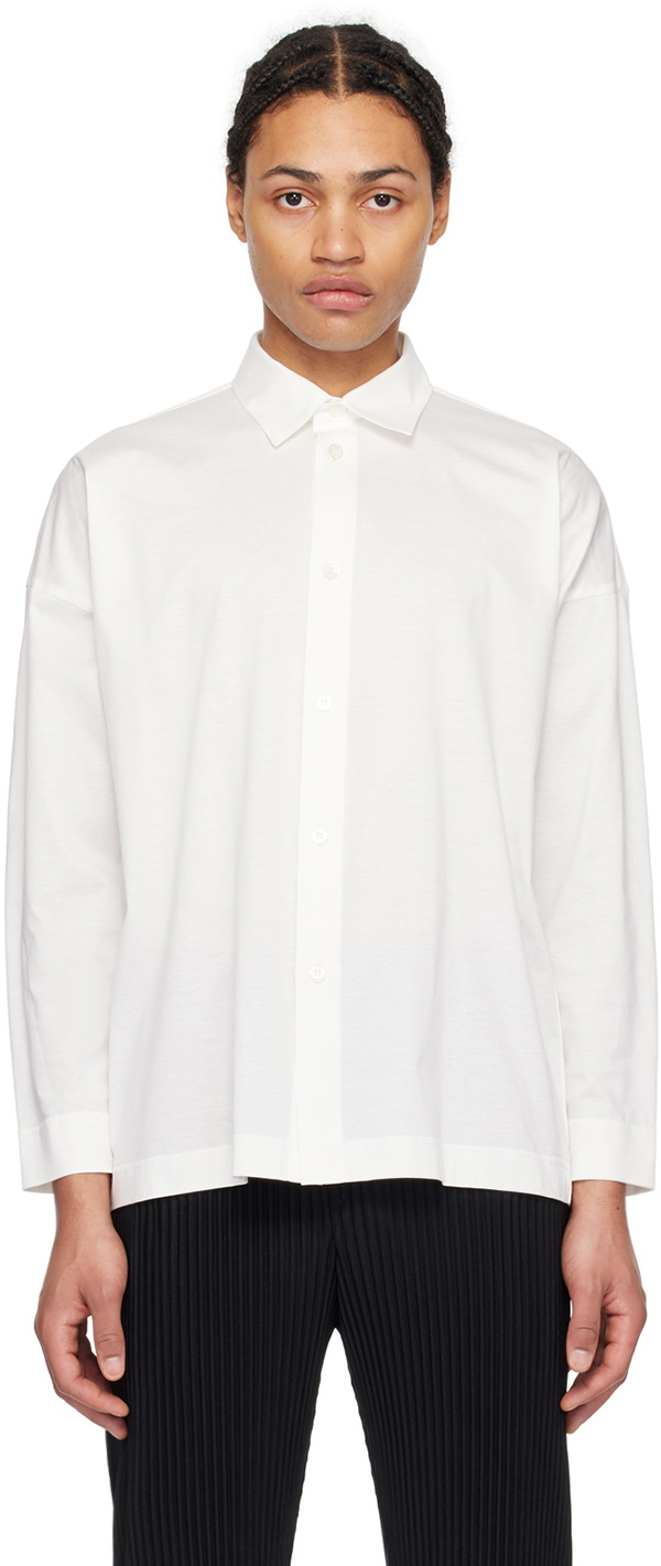 Homme Plissé Issey Miyake Pleated Button-down Shirt in White for