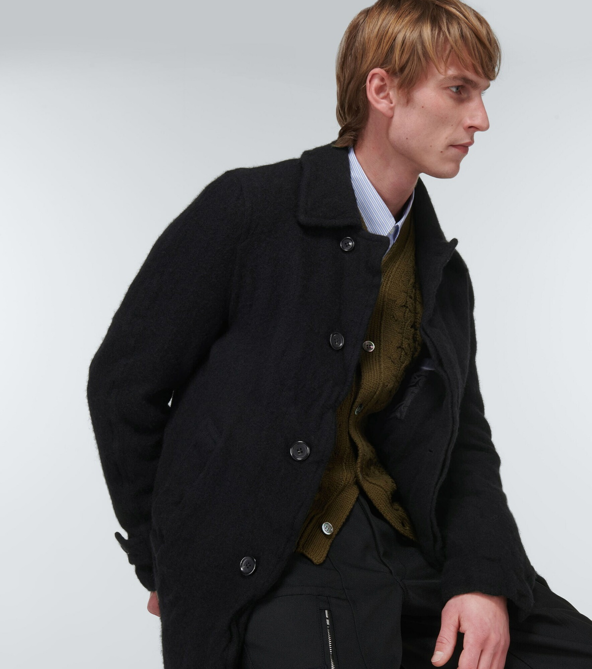 comme des garçons homme tweed coat Comme des Garcons Homme Deux - Wool and nylon tweed coat