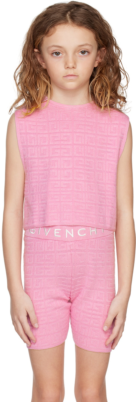 Givenchy Kids 4G-plaque distressed-effect shorts - Pink