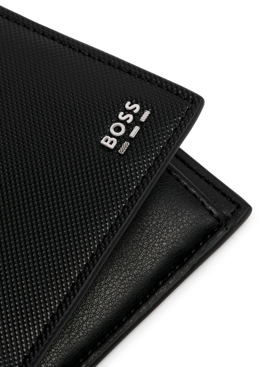 Boss Jinko Textured Leather Wallet - Black - One Size BOSS