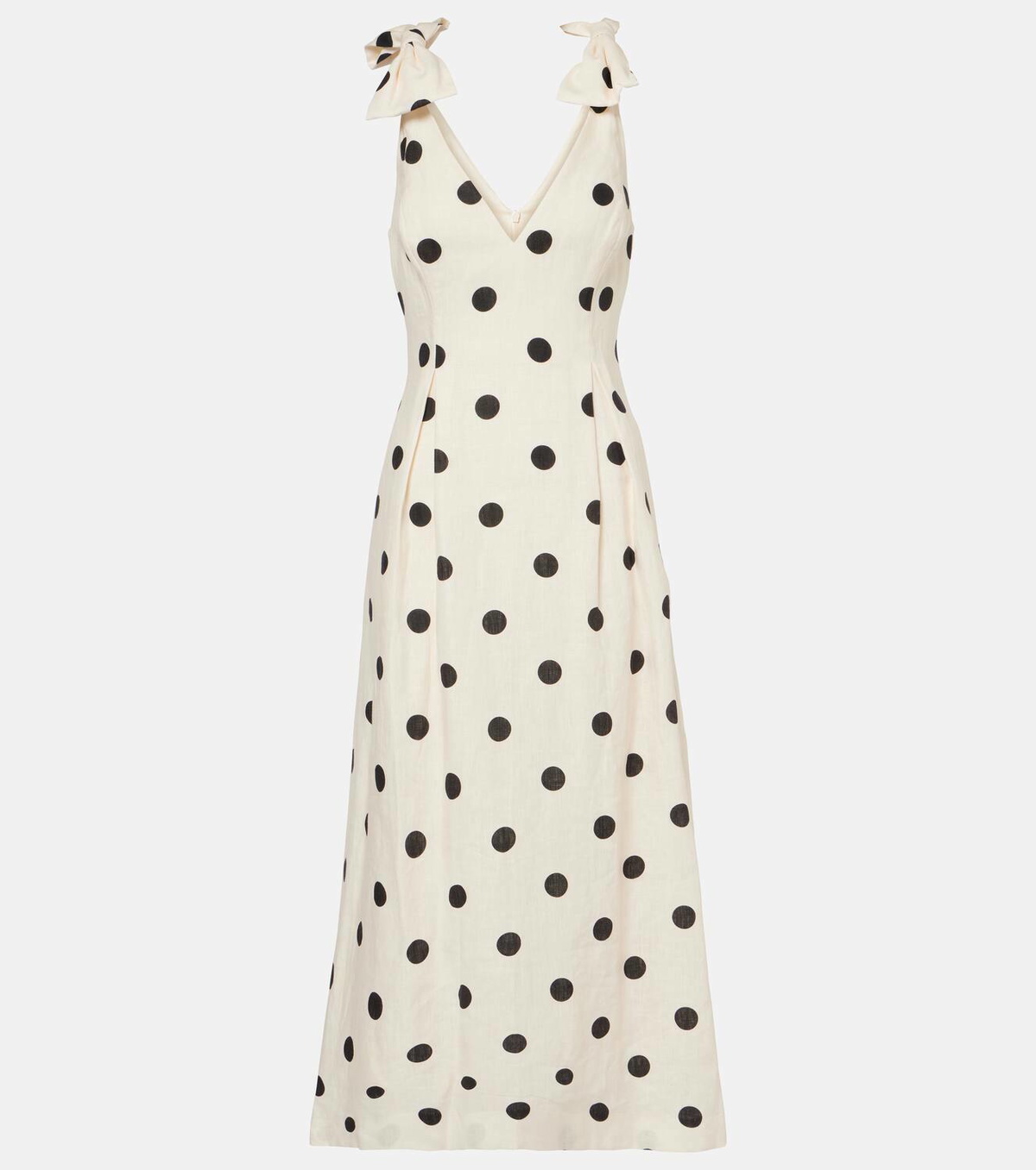 chinese dress ladies Linen Midi Dress with Bow Detail and Flowy Skirt – Auvelle Fashion