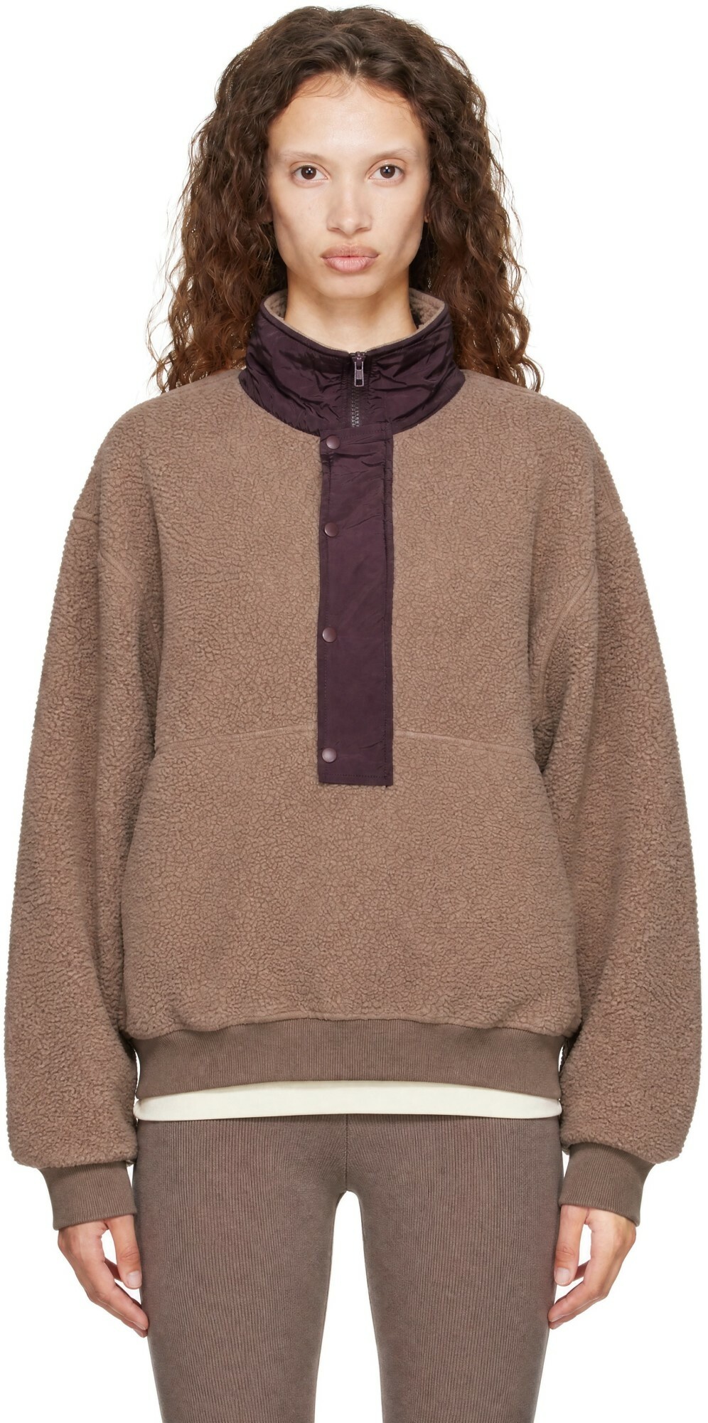 Entire Studios Brown System Half Zip Fleece Sweater