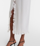 Alessandra Rich Polka-dot peplum silk midi dress