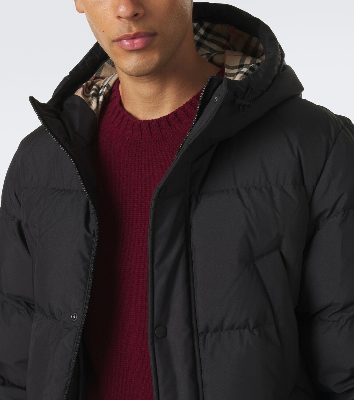 Burberry Burberry Check hooded down coat