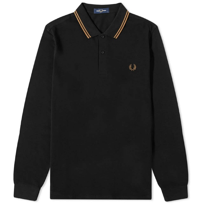 Photo: Fred Perry Men's Twin Tipped Polo Shirt in Black/Shaded Stone