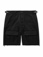 CELINE - Straight-Leg Distressed Cotton-Twill Cargo Shorts - Black