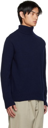 Universal Works Navy Roll Neck Turtleneck