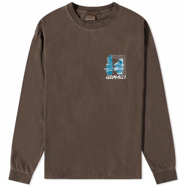 Photo: Gramicci Men's Long Sleeve Stoneheads T-Shirt in Brown Pigment