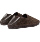 TOM FORD - Barnes Leather-Trimmed Woven Suede Espadrilles - Brown