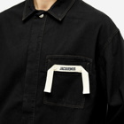 Jacquemus Men's Ribbon Denim Overshirt in Black/Brown