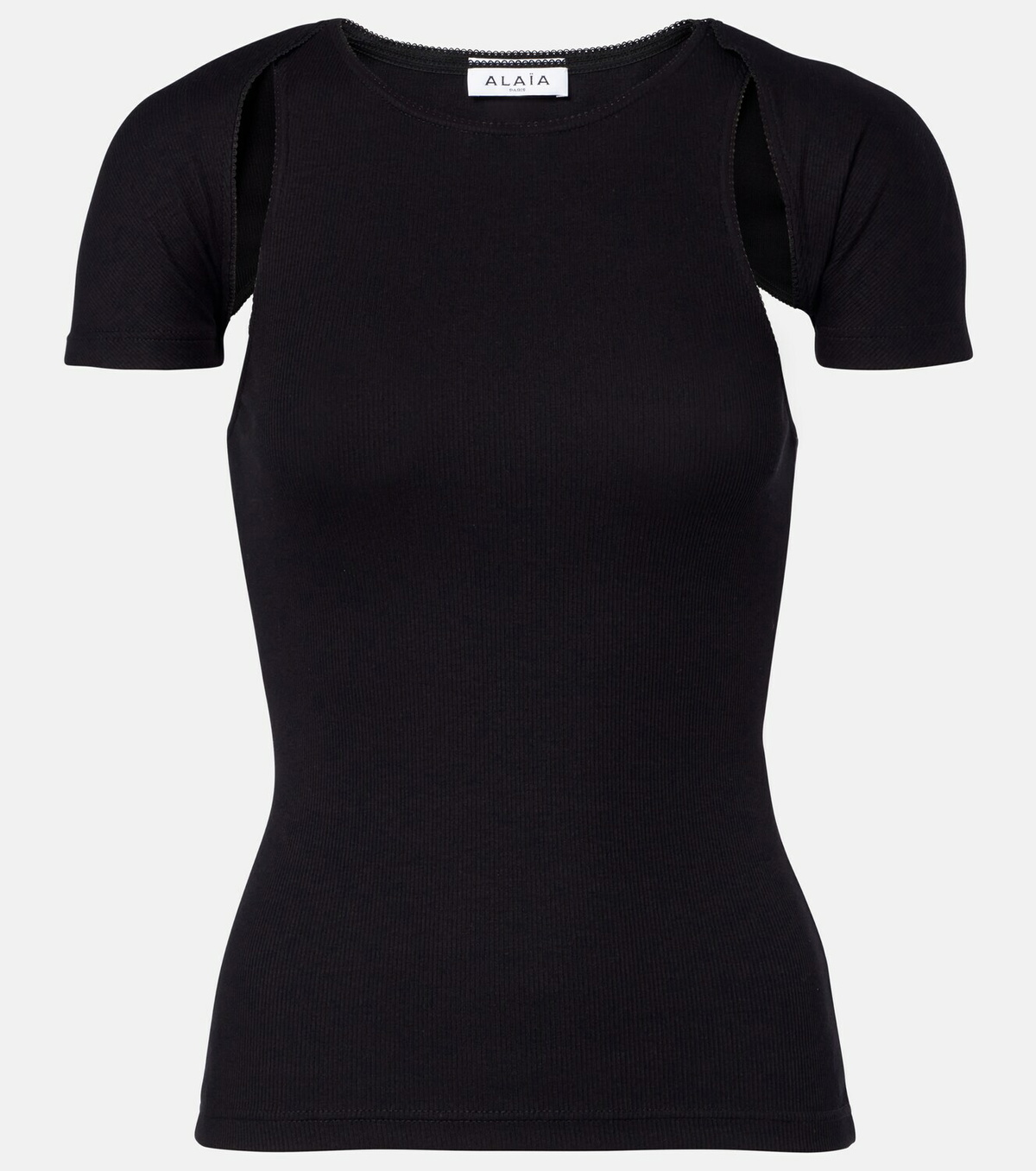 Alaïa Layered ribbed-knit jersey top