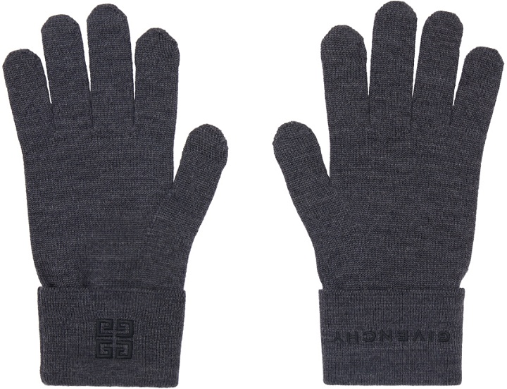 Photo: Givenchy Gray Logo Gloves