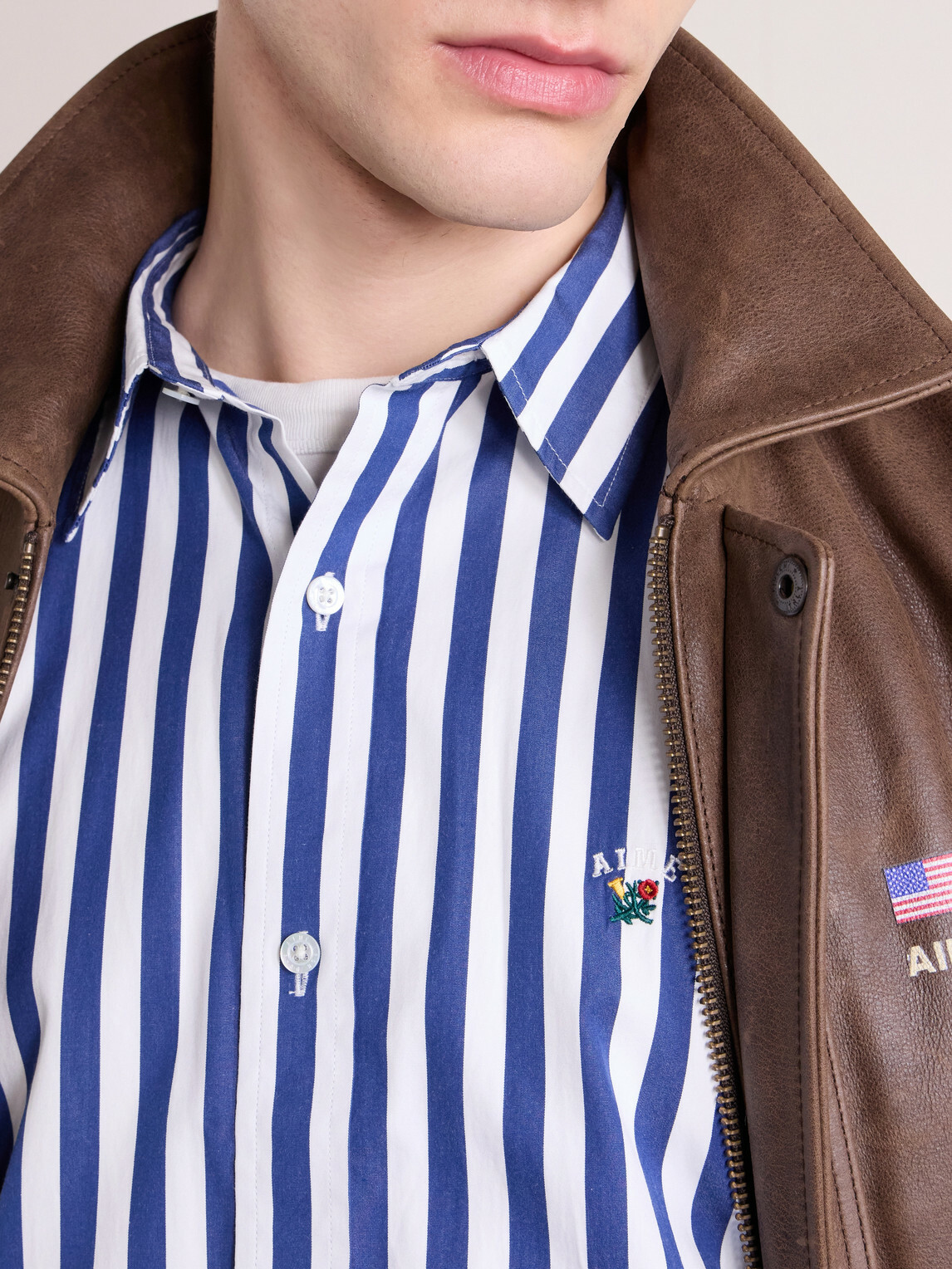 Aimé Leon Dore - Oversized Logo-Embroidered Striped Cotton Shirt - Blue