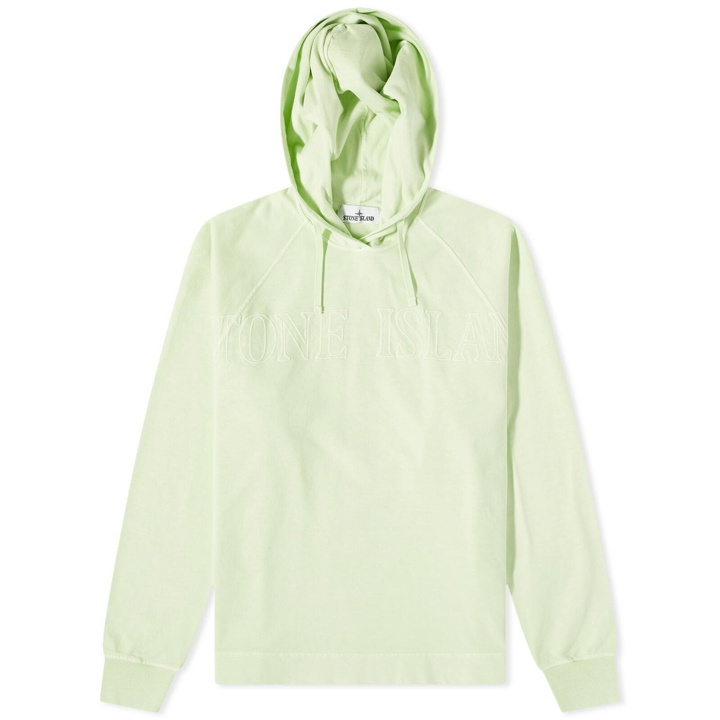 Photo: Stone Island Men's Embroided Logo Popover Hoody in Light Green