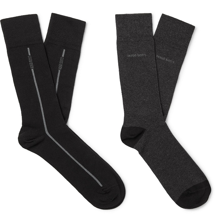 Photo: Hugo Boss - Two-Pack Stretch Cotton-Blend Socks - Black