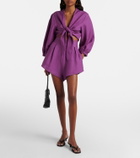 Adriana Degreas Pleated linen-blend shorts