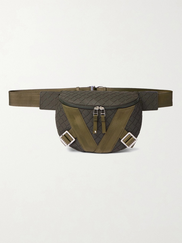 Photo: BOTTEGA VENETA - Webbing-Trimmed Intrecciato Rubber Belt Bag - Green