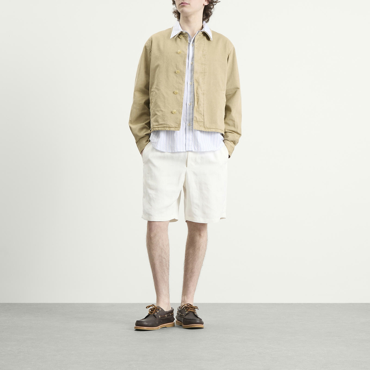 Auralee Men's Garment-Dyed Finx Light Chino Blouson in Beige
