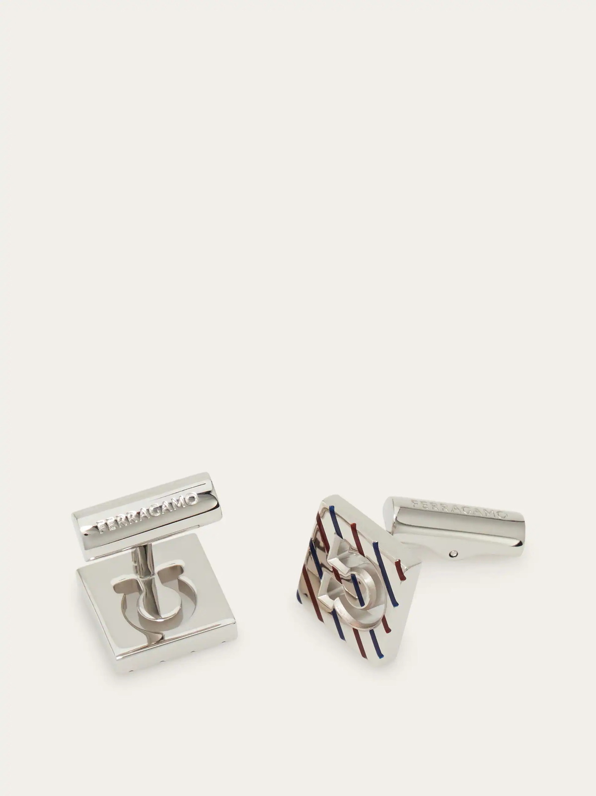 Ferragamo Mens Square Gancini cufflinks in Red