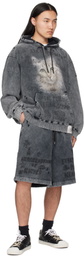 Maison MIHARA YASUHIRO Black Bleached Graffiti Print Sweat Shorts