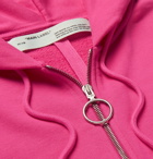 Off-White - Embellished Loopback Cotton-Jersey Zip-Up Hoodie - Men - Bright pink