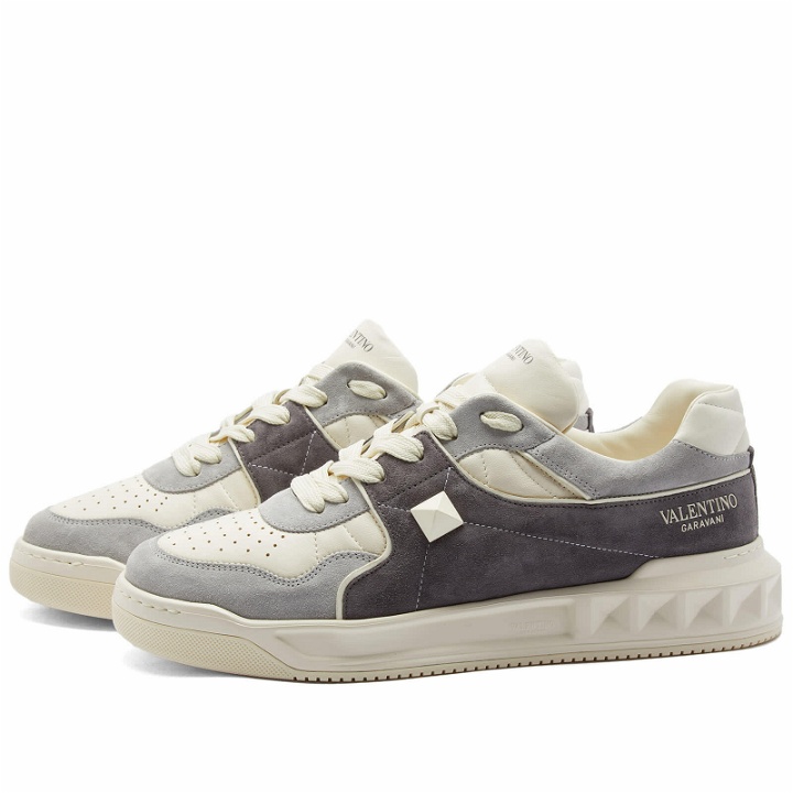 Photo: Valentino Men's One Stud Sneakers in Pastel Grey/Ivory
