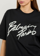Balmain Logo-print Cotton T-shirt Black And White