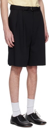 CMMN SWDN Black Marshall Pleated Shorts