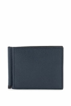 VALEXTRA leather bifold money clip wallet Blue