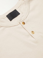 Fear of God - Logo-Flocked Cotton-Jersey Henley T-Shirt - Neutrals