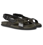 Valentino - Valentino Garavani Logo-Detailed Leather and Webbing Sandals - Men - Army green