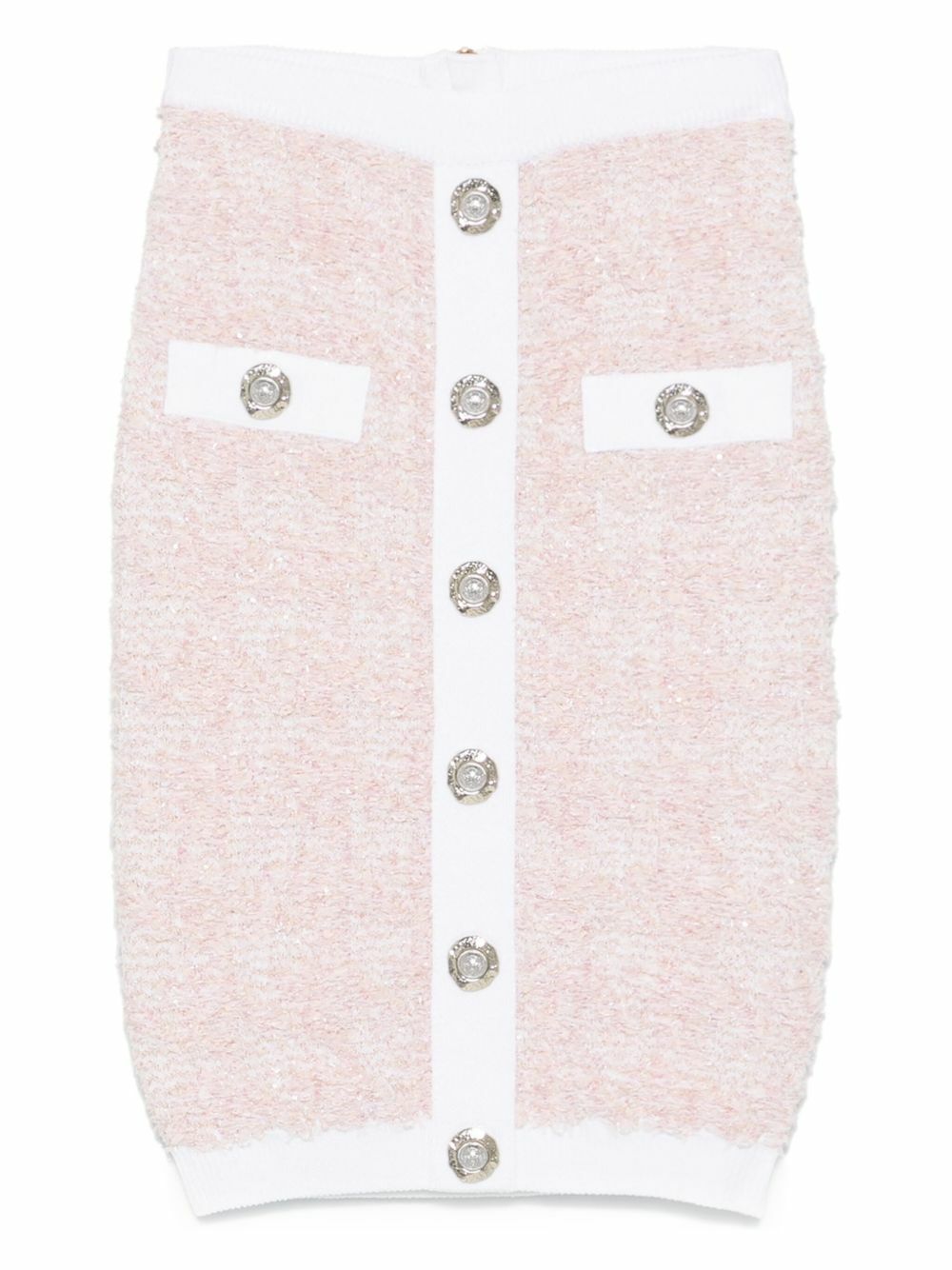 Balmain Hw Monogram Knit Knee Skirt Balmain