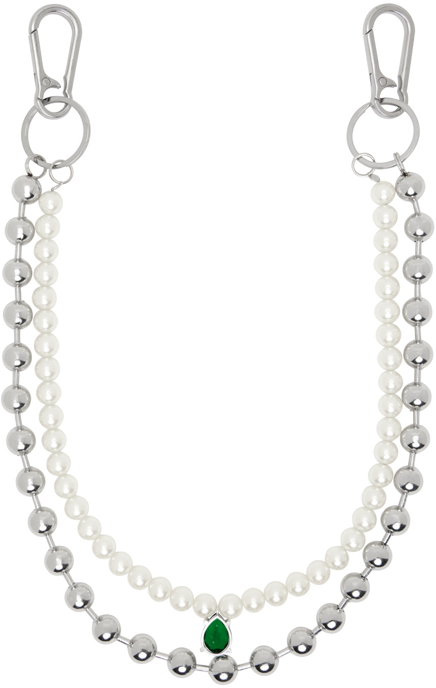 VEERT Silver & White 'The Ball Pearl' Keychain