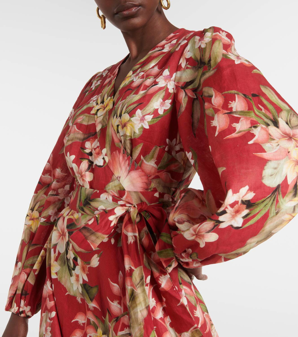 ZIMMERMANN Lexi フローラル リネン ラップドレス ◇Zimmermann Lexi フローラル長袖リネンラップドレス