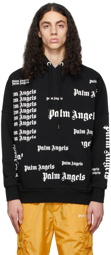 Palm Angels Black Allover Logo Hoodie