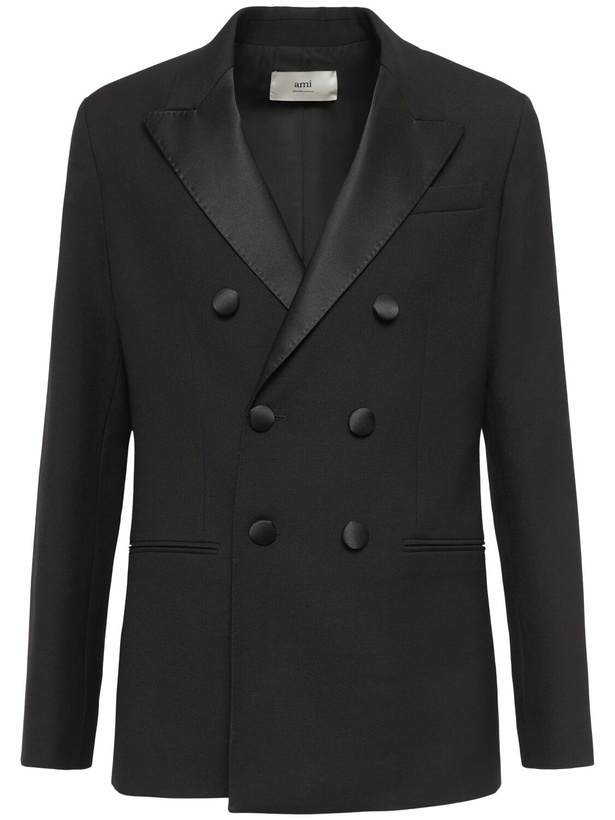 Photo: AMI PARIS Double Breasted Wool Tuxedo Jacket